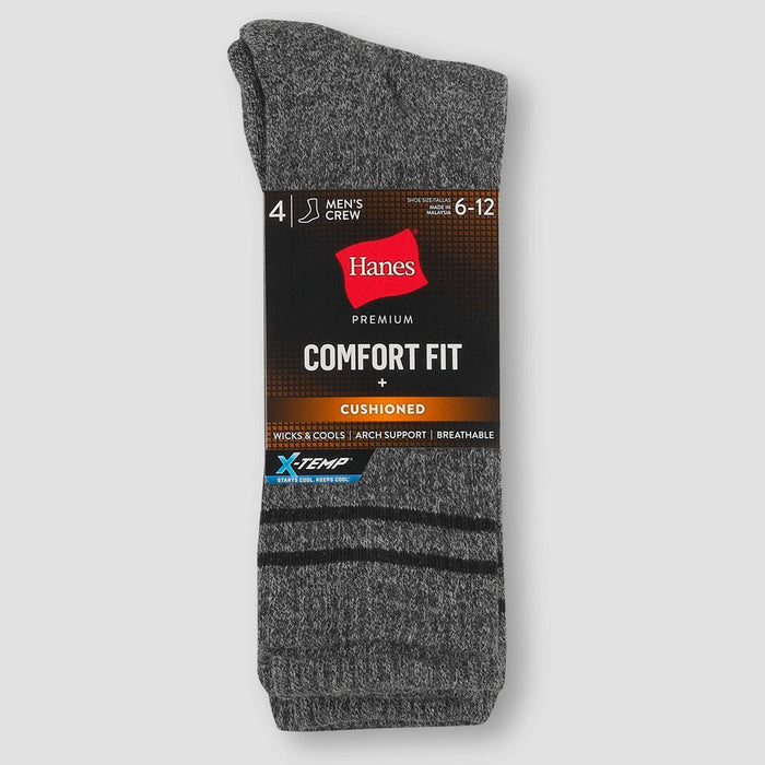 Hanes Premium Men's X-Temp Athletic Socks 4pk -Charcoal Gray 6-12