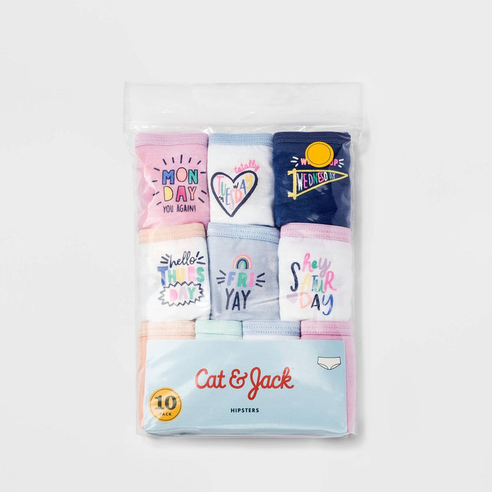 Girls' 10pk Days of the Week Cotton Hipster - Cat & Jack™ 12