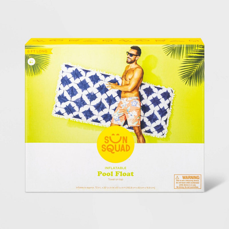 Towel Top Pool Float Blue Tie-Dye - Sun Squad™