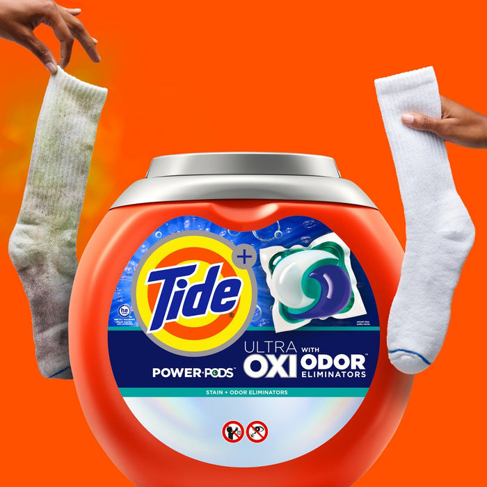 Tide Ultra Oxi Power Pods with Odor Eliminators for Visible and Invisible Dirt Laundry Detergent Pacs - 45ct