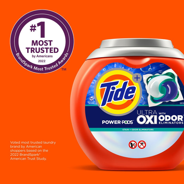 Tide Ultra Oxi Power Pods with Odor Eliminators for Visible and Invisible Dirt Laundry Detergent Pacs - 45ct