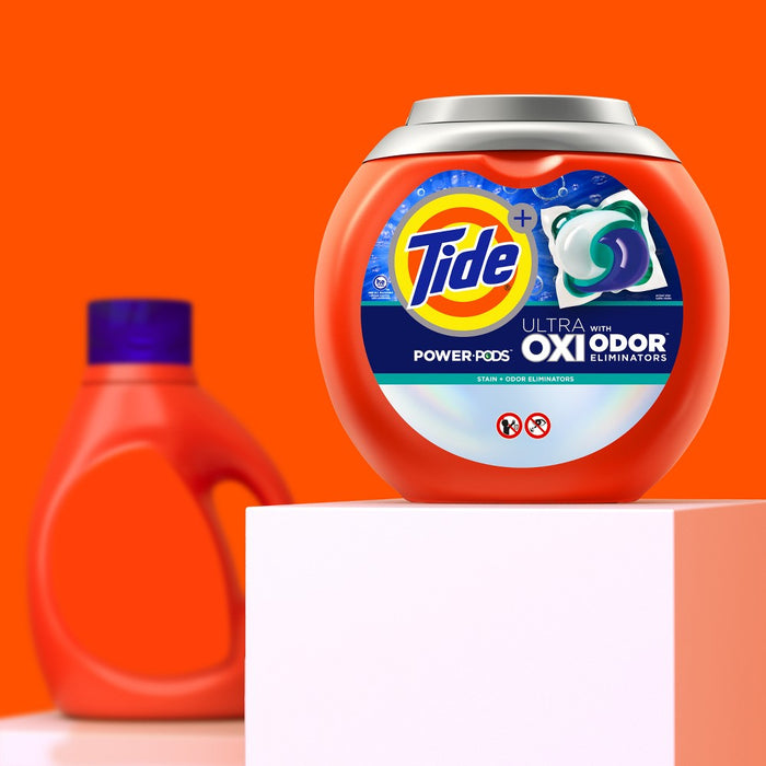 Tide Ultra Oxi Power Pods with Odor Eliminators for Visible and Invisible Dirt Laundry Detergent Pacs - 45ct