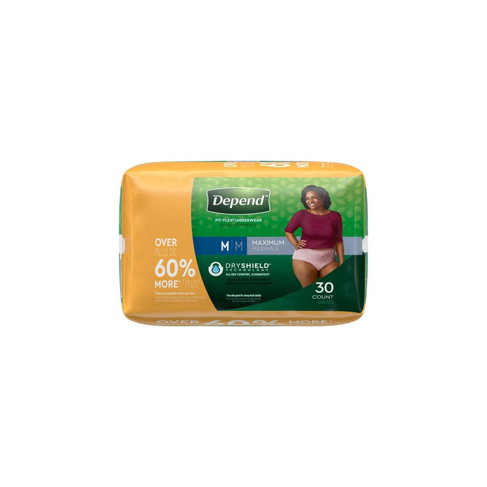 Depend FIT-FLEX Adult Incontinence Underwear for Women - Maximum Absorbency - M - Blush - 30ct