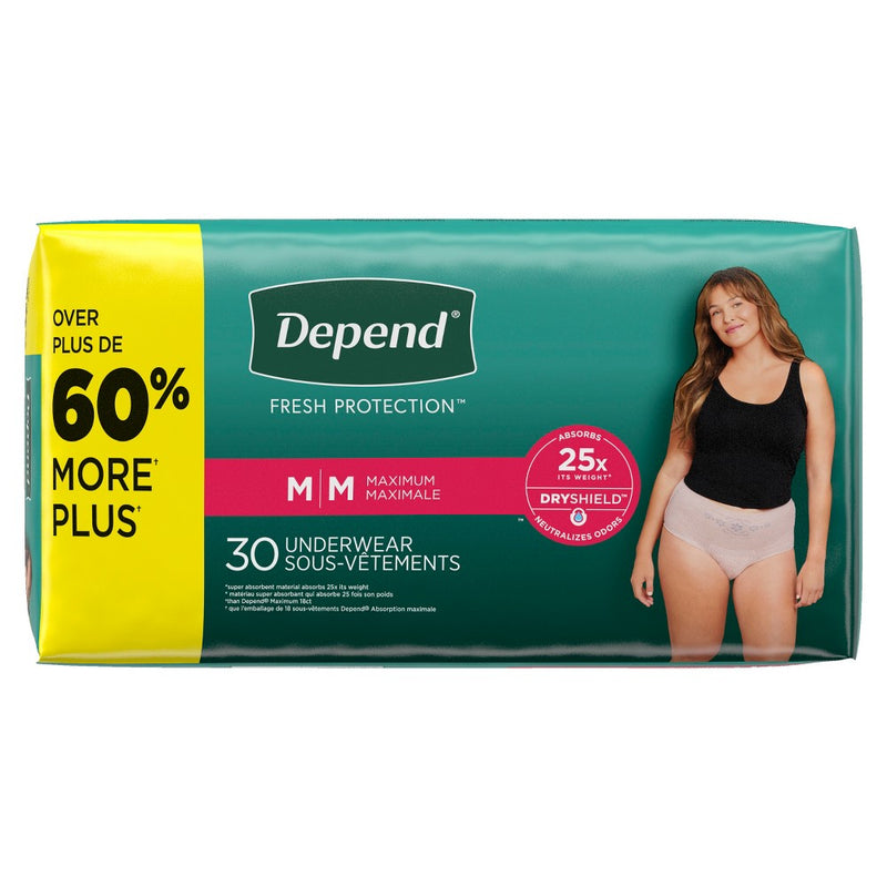 Depend FIT-FLEX Adult Incontinence Underwear for Women - Maximum Absorbency - M - Blush - 30ct