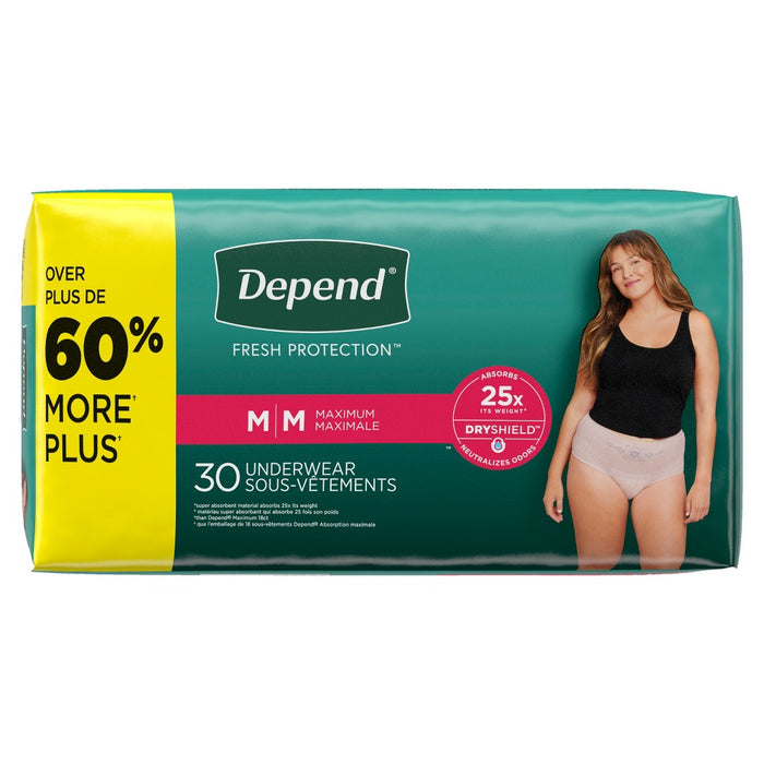Depend FIT-FLEX Adult Incontinence Underwear for Women - Maximum Absorbency - M - Blush - 30ct