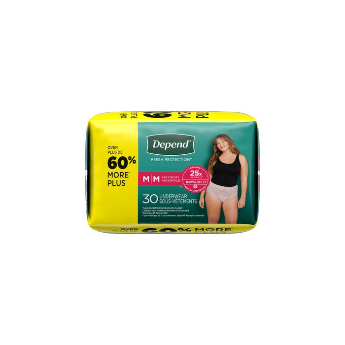 Depend FIT-FLEX Adult Incontinence Underwear for Women - Maximum Absorbency - M - Blush - 30ct