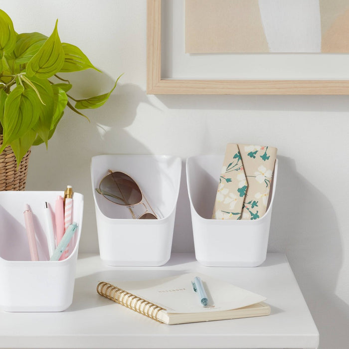 Small 3pk Open Front Flexible Storage Bins White - Brightroom™