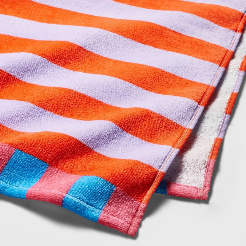 Striped Beach Towel Orange/Lavender - Sun Squad™