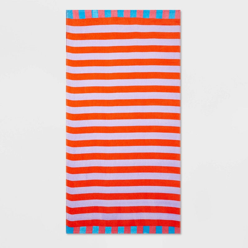 Striped Beach Towel Orange/Lavender - Sun Squad™