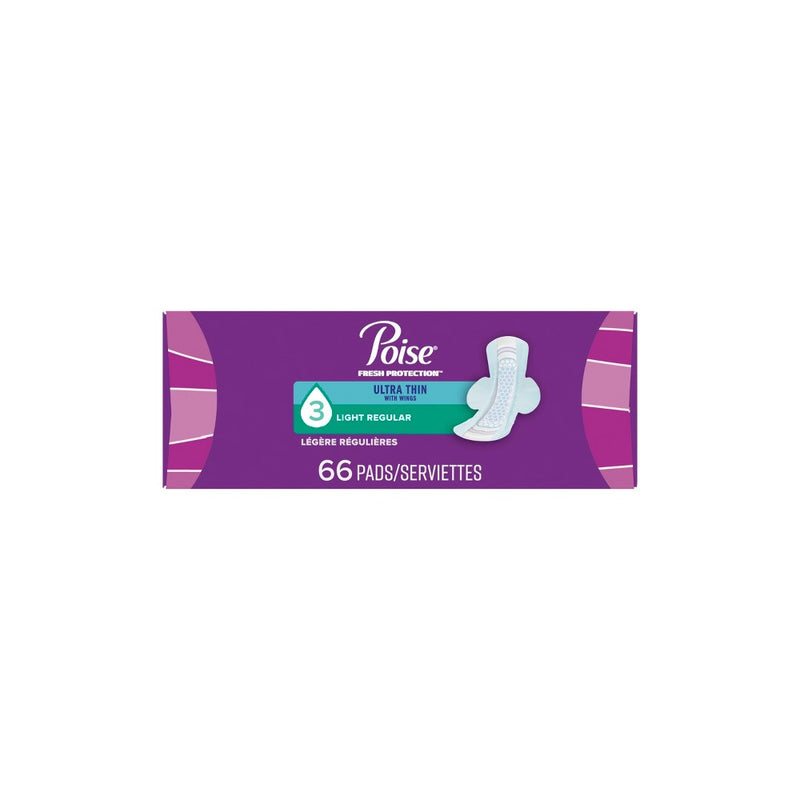 Poise Ultra Thin Light Absorbency Pads with Wings - Regular - 66ct