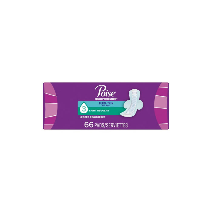 Poise Ultra Thin Light Absorbency Pads with Wings - Regular - 66ct