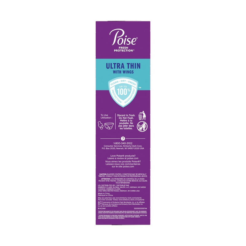 Poise Ultra Thin Light Absorbency Pads with Wings - Regular - 66ct