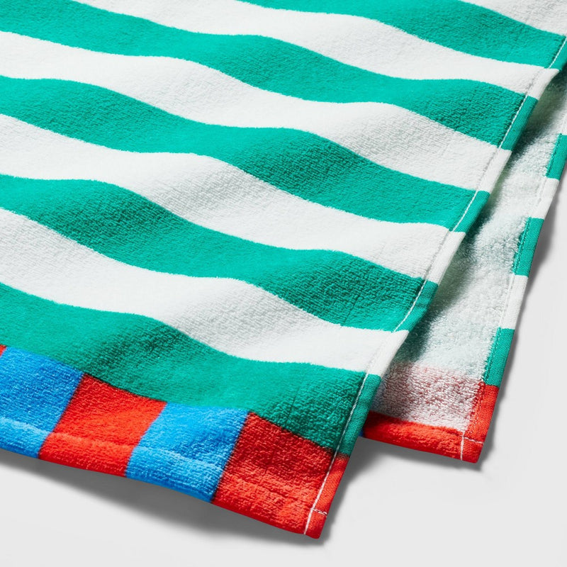 Striped Beach Towel Green/White - Sun Squad™