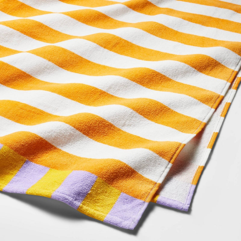 Striped Beach Towel Orange/Yellow - Sun Squad™