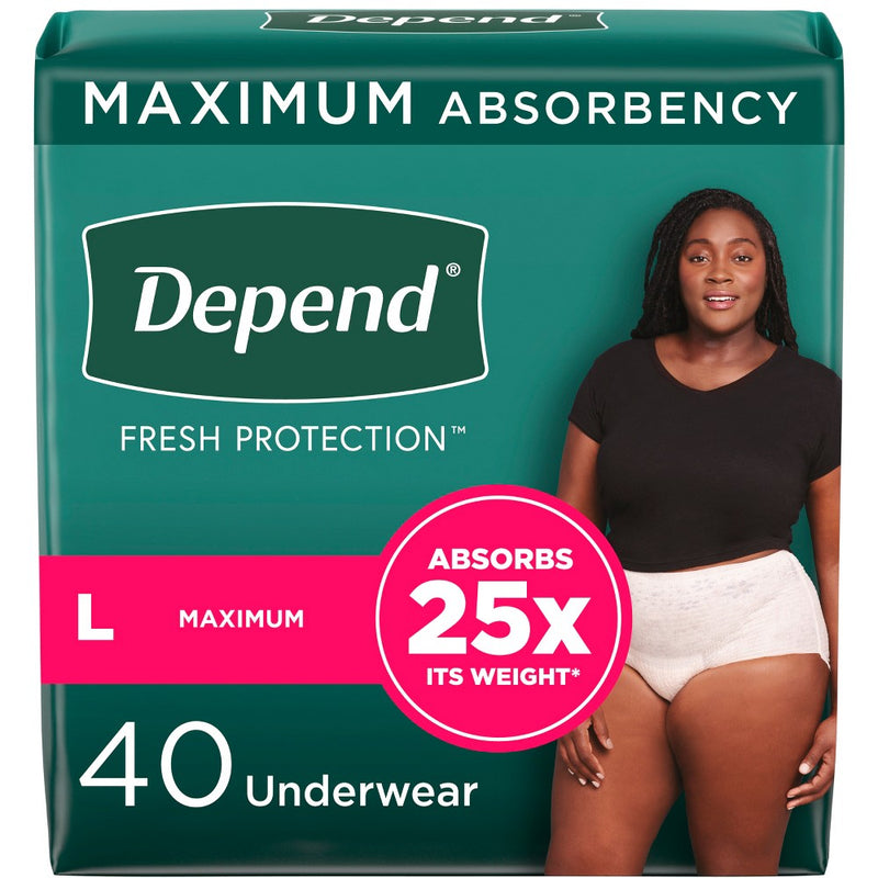 Depend FIT-FLEX Adult Incontinence Underwear for Women - Maximum Absorbency - L - Blush - 40ct