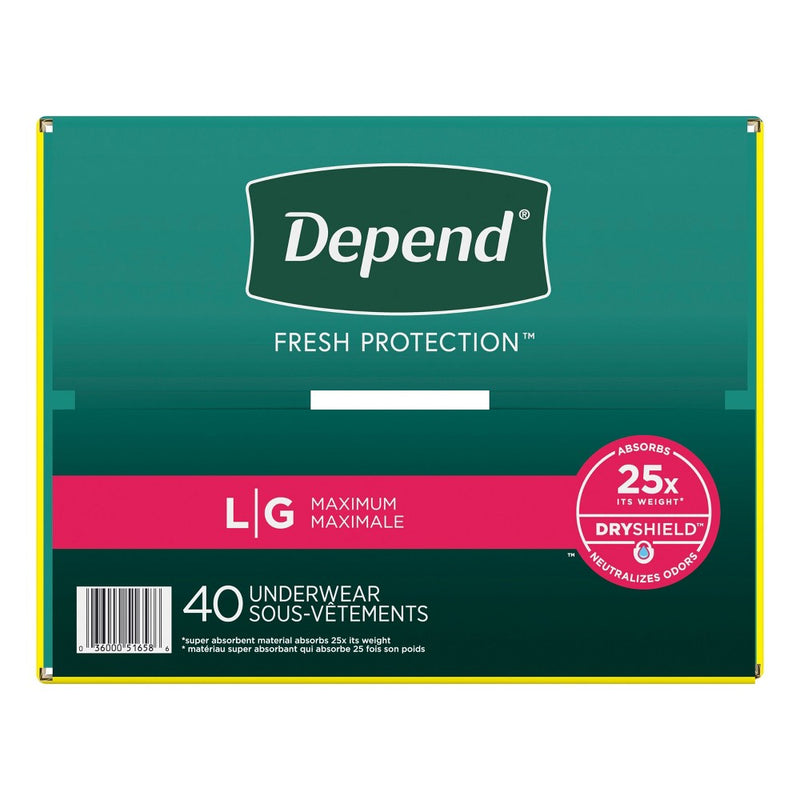 Depend FIT-FLEX Adult Incontinence Underwear for Women - Maximum Absorbency - L - Blush - 40ct