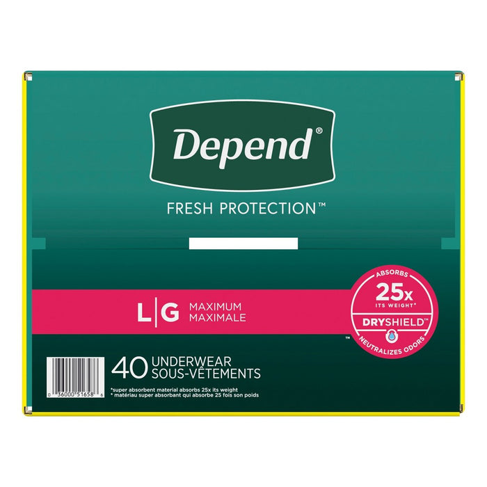 Depend FIT-FLEX Adult Incontinence Underwear for Women - Maximum Absorbency - L - Blush - 40ct