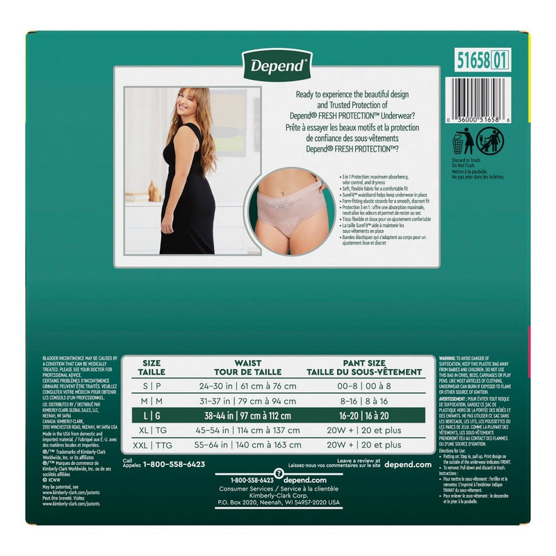 Depend FIT-FLEX Adult Incontinence Underwear for Women - Maximum Absorbency - L - Blush - 40ct