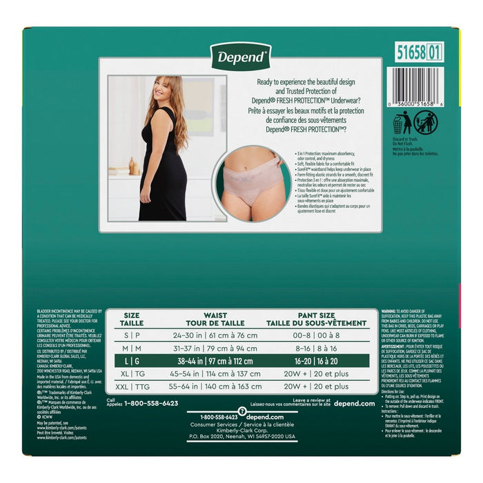Depend FIT-FLEX Adult Incontinence Underwear for Women - Maximum Absorbency - L - Blush - 40ct