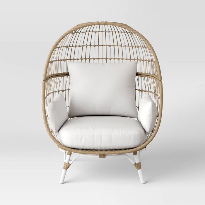 Southport Patio Egg Chair with Metal Legs, Outdoor Furniture - Natural/White - Opalhouse™ (LOCAL PICKUP ONLY)