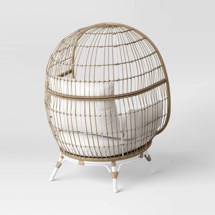 Southport Patio Egg Chair with Metal Legs, Outdoor Furniture - Natural/White - Opalhouse™ (LOCAL PICKUP ONLY)