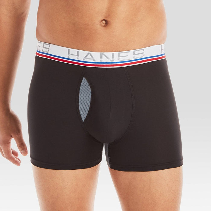 Hanes Premium Men's Xtemp Total Support Pouch Anti Chafing 3pk Boxer Briefs - Blue/Gray S