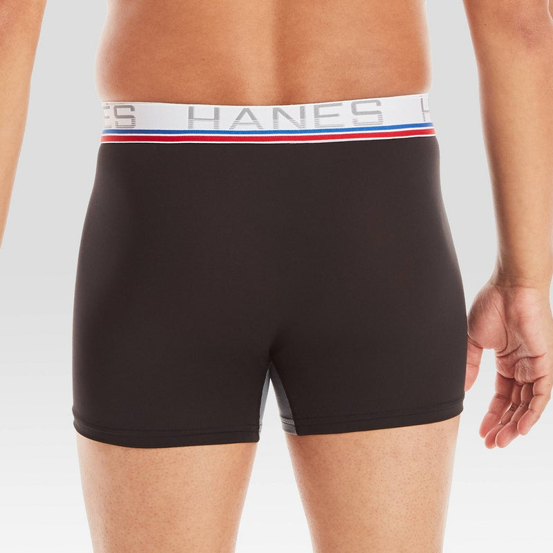 Hanes Premium Men's Xtemp Total Support Pouch Anti Chafing 3pk Boxer Briefs - Blue/Gray S