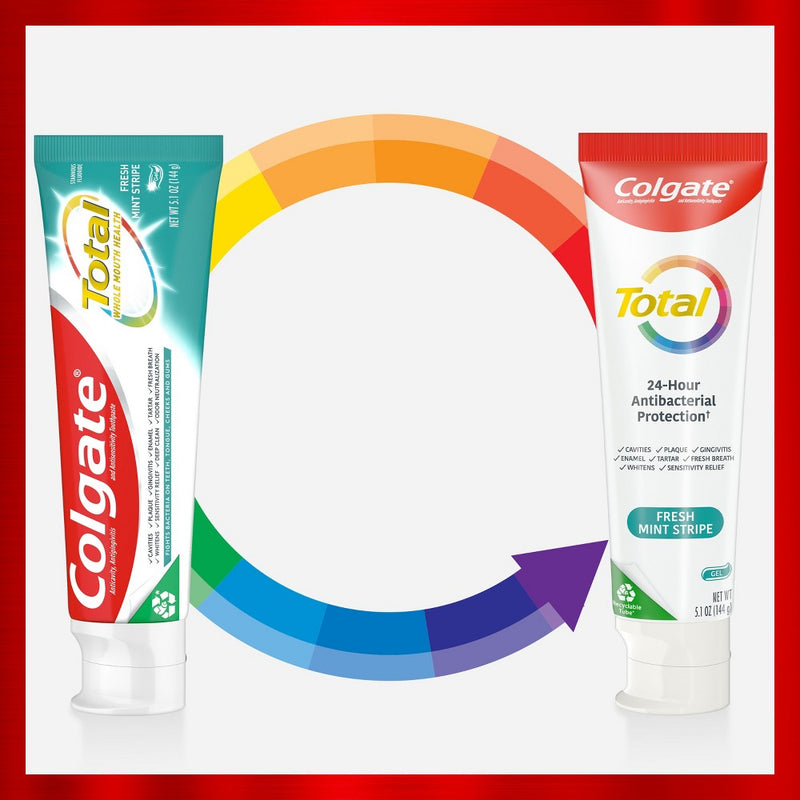 Colgate Total Fresh Stripe Toothpaste Gel - Fresh Mint Stripe Gel - 5.1oz/2pk