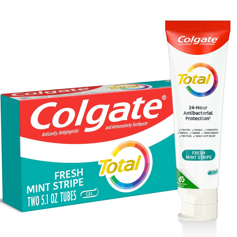 Colgate Total Fresh Stripe Toothpaste Gel - Fresh Mint Stripe Gel - 5.1oz/2pk