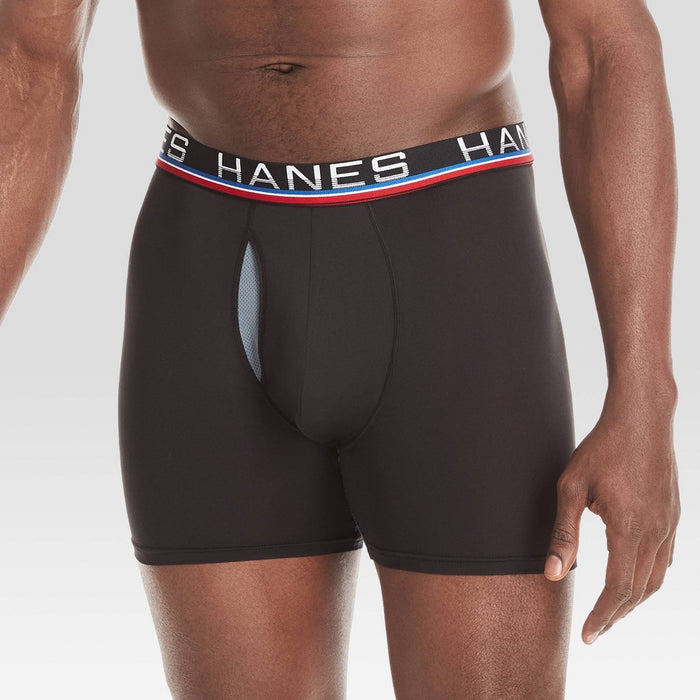 Hanes Premium Men's Xtemp Total Support Pouch Anti Chafing 3pk Boxer Briefs - Black L