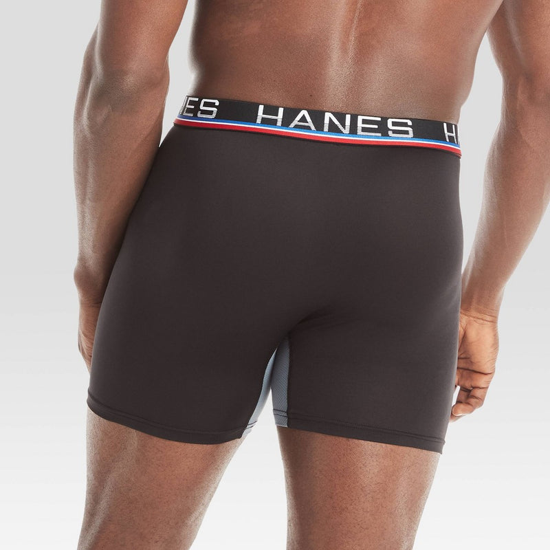 Hanes Premium Men's Xtemp Total Support Pouch Anti Chafing 3pk Boxer Briefs - Black L