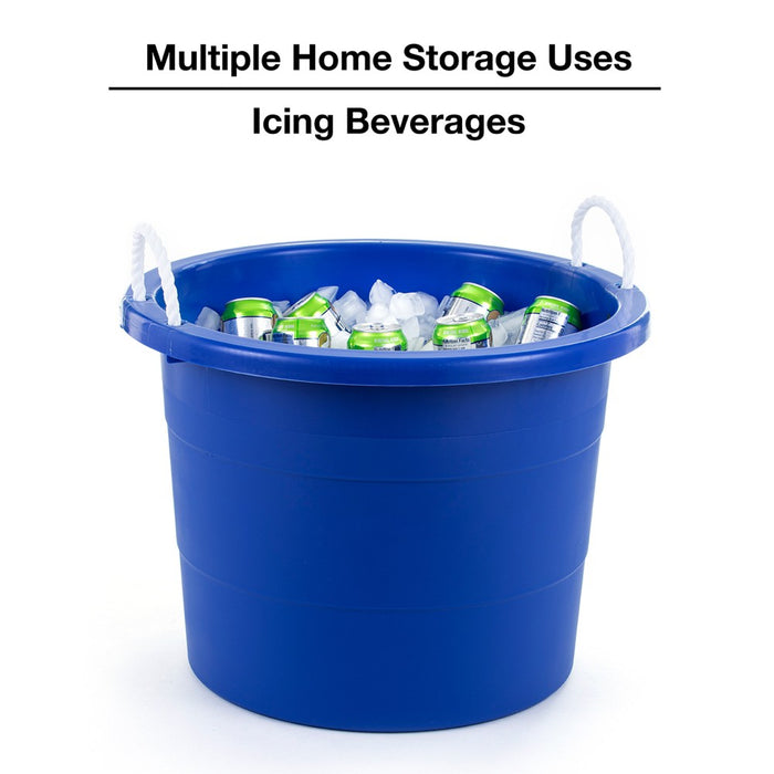 United Solutions 19 Gallon Large Durable Plastic Utility Tub with Strong Rope Handles for Indoor or Outdoor Home Organization, Blue, single (LOCAL PICKUP ONLY)