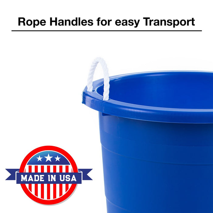 United Solutions 19 Gallon Large Durable Plastic Utility Tub with Strong Rope Handles for Indoor or Outdoor Home Organization, Blue, single (LOCAL PICKUP ONLY)