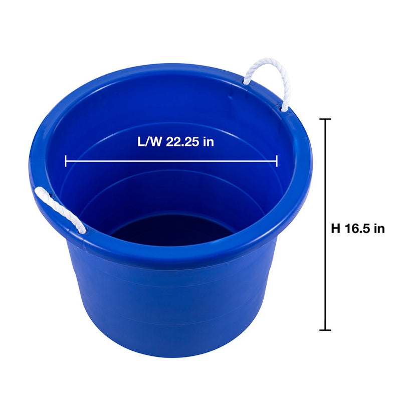 United Solutions 19 Gallon Large Durable Plastic Utility Tub with Strong Rope Handles for Indoor or Outdoor Home Organization, Blue, single (LOCAL PICKUP ONLY)