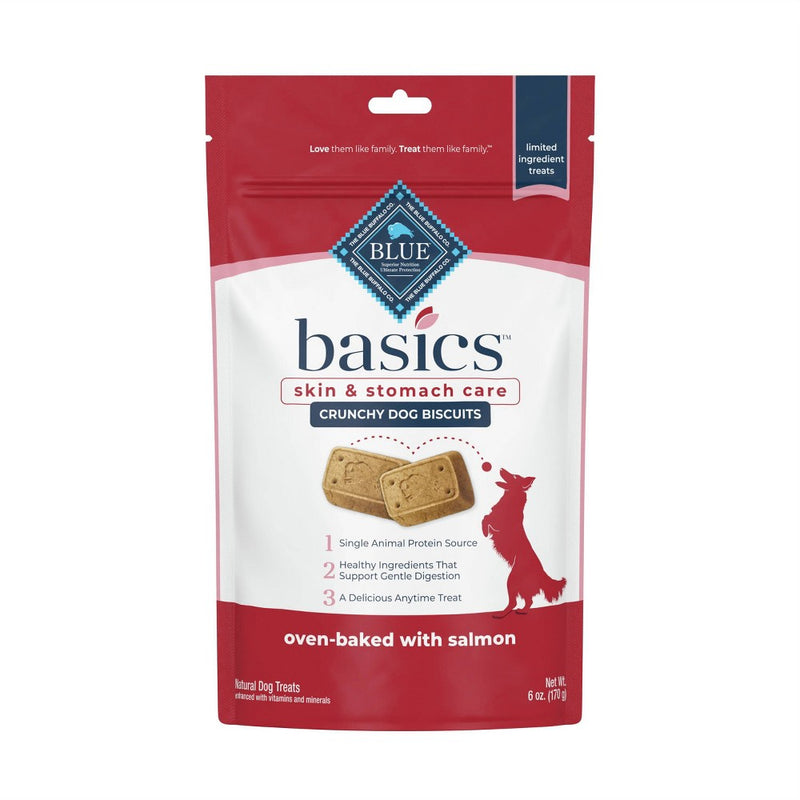 Blue Buffalo Basics Skin & Stomach Care Biscuits Crunchy Dog Treats with Salmon & Potato - 6oz