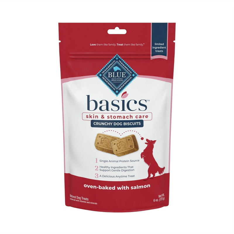 Blue Buffalo Basics Skin & Stomach Care Biscuits Crunchy Dog Treats with Salmon & Potato - 6oz