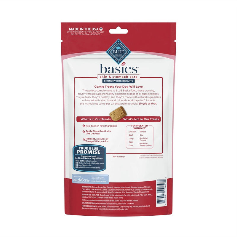 Blue Buffalo Basics Skin & Stomach Care Biscuits Crunchy Dog Treats with Salmon & Potato - 6oz