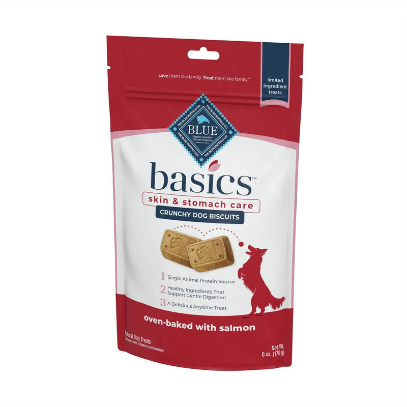 Blue Buffalo Basics Skin & Stomach Care Biscuits Crunchy Dog Treats with Salmon & Potato - 6oz