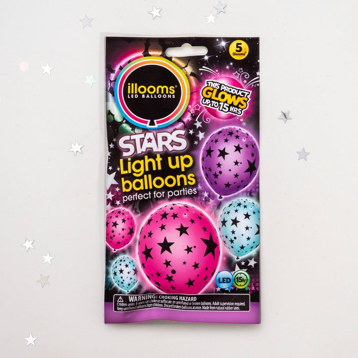 5ct illooms LED Light Up Mixed Solid Stars Balloon