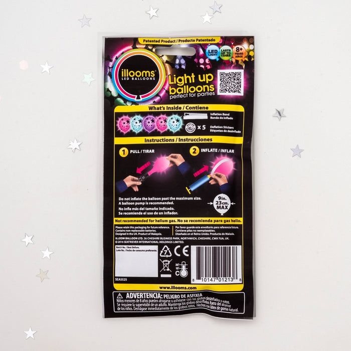 5ct illooms LED Light Up Mixed Solid Stars Balloon