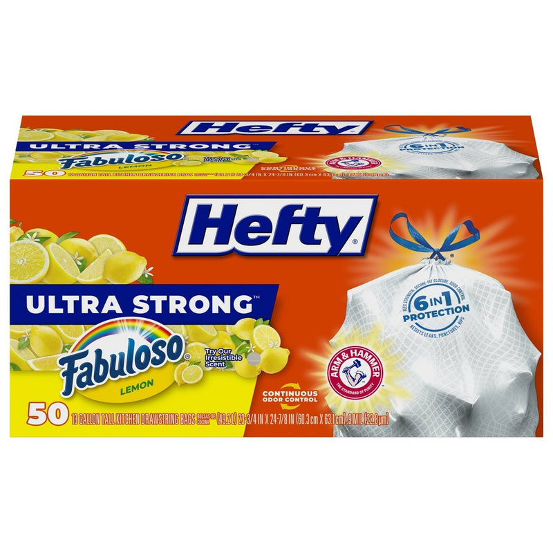 Hefty Ultra Strong Fabuloso Lemon Tall Kitchen Trash Bags - 13 Gallon/50ct-