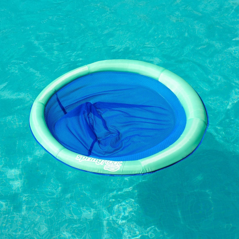 SwimWays Spring Float Papasan Inflatable Pool Lounger with Hyper-Flate Valve - Aqua
