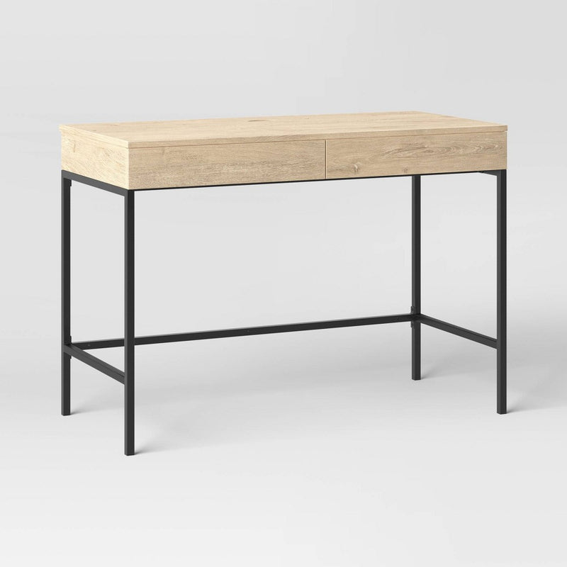 Loring Wood Writing Desk with Drawers and Charging Station Oak - Threshold™ (LOCAL PICKUP ONLY)