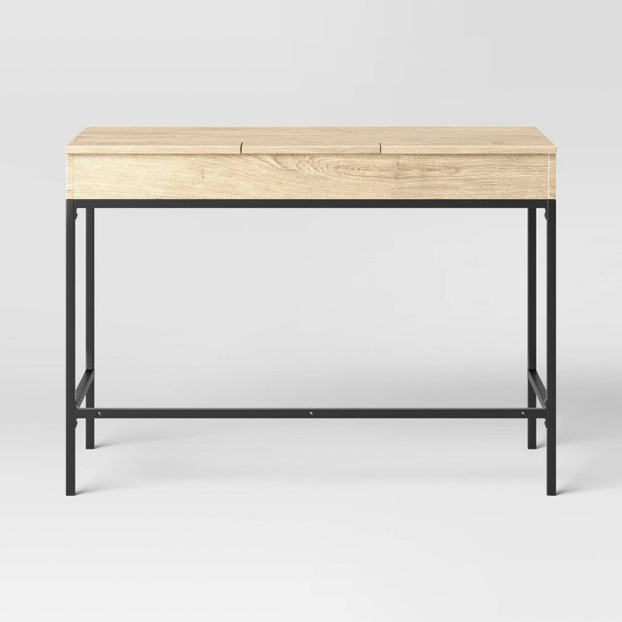 Loring Wood Writing Desk with Drawers and Charging Station Oak - Threshold™ (LOCAL PICKUP ONLY)
