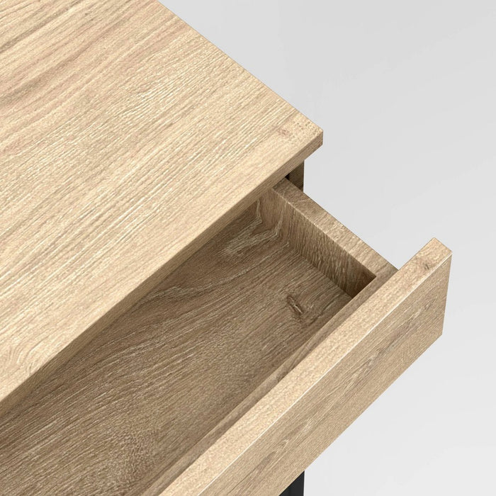 Loring Wood Writing Desk with Drawers and Charging Station Oak - Threshold™ (LOCAL PICKUP ONLY)
