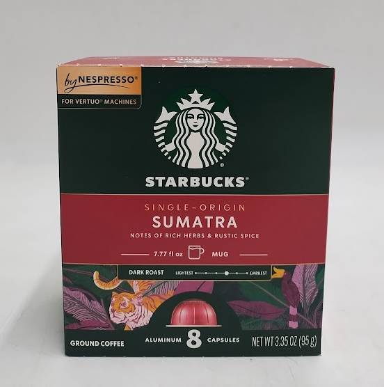 Starbucks by Nespresso Vertuo Sumatra Ground Coffee 8 Capsules Exp 03/2027