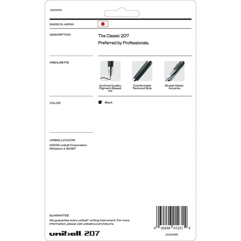 uniball Retractable 207 Black Gel Pens 6ct Click Top 0.7mm Medium Point Pen90