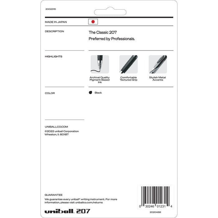 uniball Retractable 207 Black Gel Pens 6ct Click Top 0.7mm Medium Point Pen90