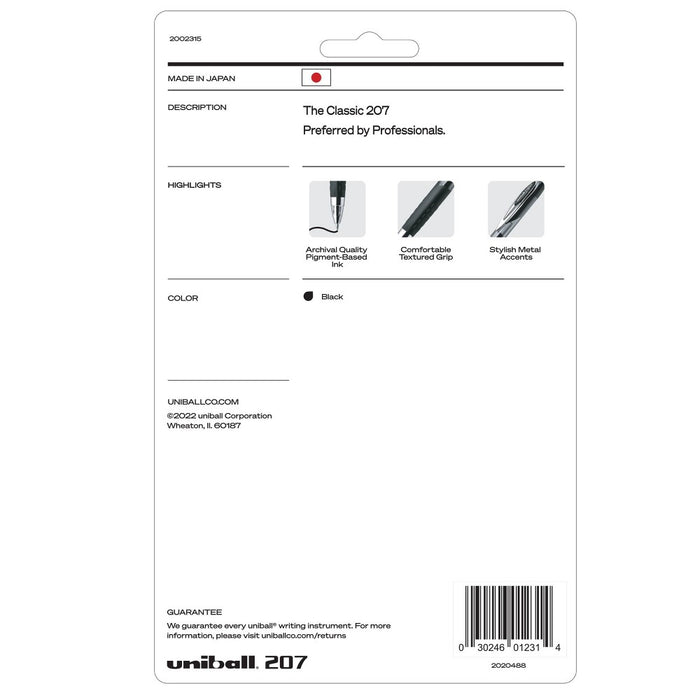 uniball Retractable 207 Black Gel Pens 6ct Click Top 0.7mm Medium Point Pen90