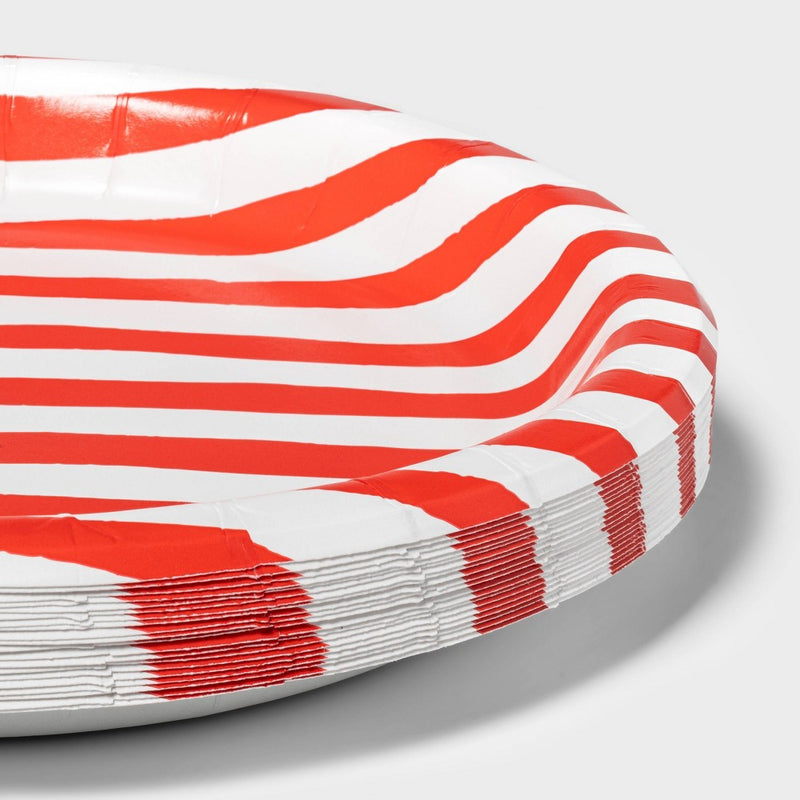 Stripe Dinner Paper Plate Red/White - Sun Squad™